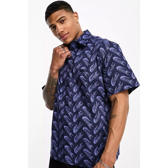 Lacoste NWT Men's Allover Logo Print Short Sleeve Shirt 100% Cotton Large - Picture 2 of 6